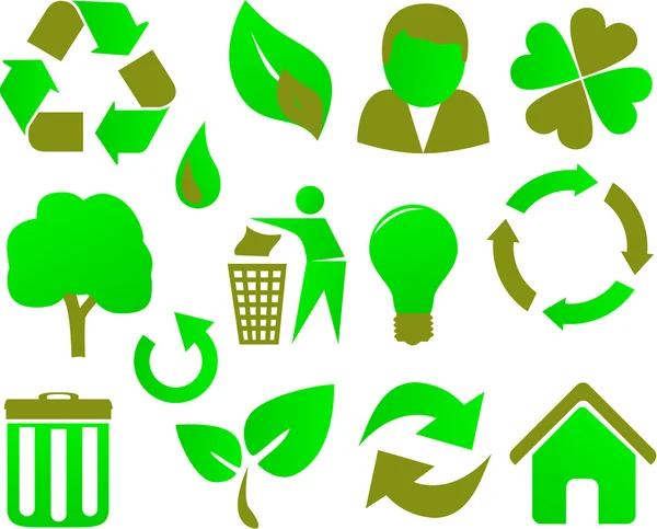 Οικολογικό εικονίδιο σύνολο πράσινο — Διανυσματικό Αρχείο