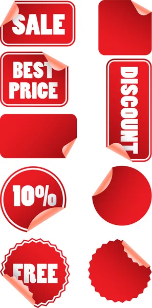 Set of red discount price labels — Stock Vector