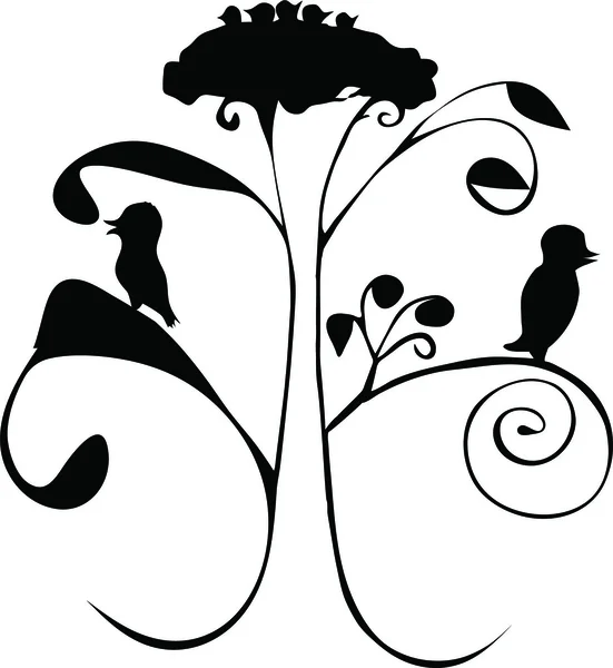 Baum mit Vögeln — Stockvektor