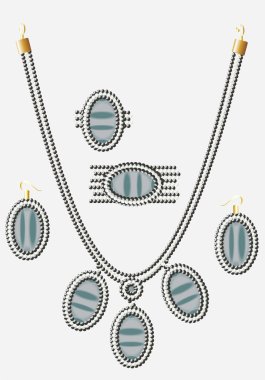 Set of female ornaments, beads clipart