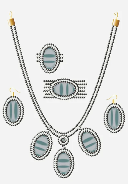 Ensemble d'ornements féminins, perles — Image vectorielle