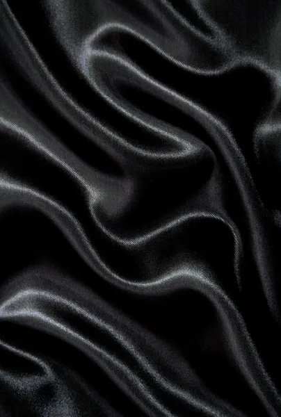 Smooth elegant black silk as background — Stock Photo, Image