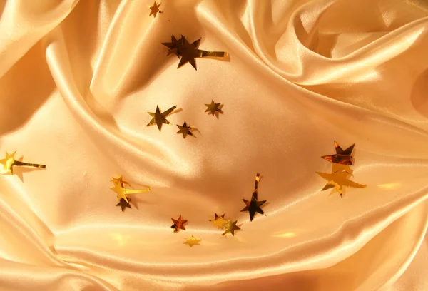 Férias de Ano Novo seda dourada como backgrou — Fotografia de Stock