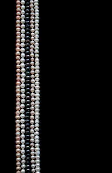 Bílé, černé a růžové perly — Stock fotografie