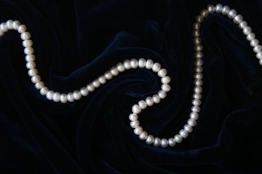 White pearls on the black silk clipart