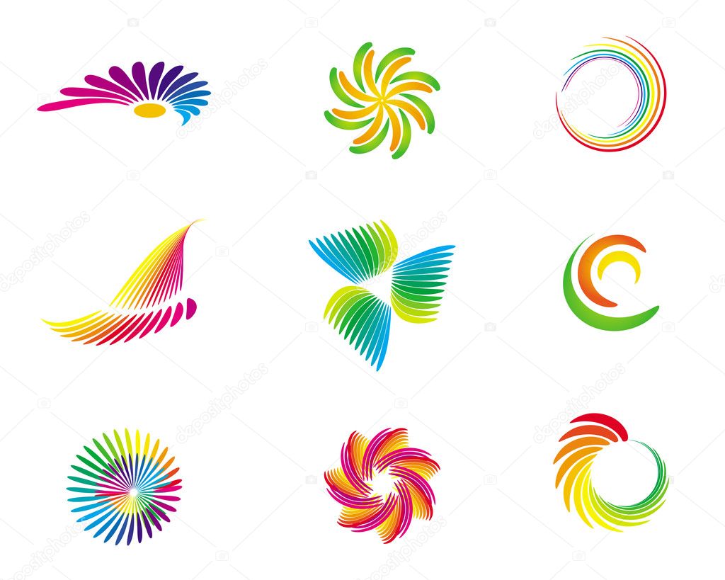 Set of abstract color vector symbols