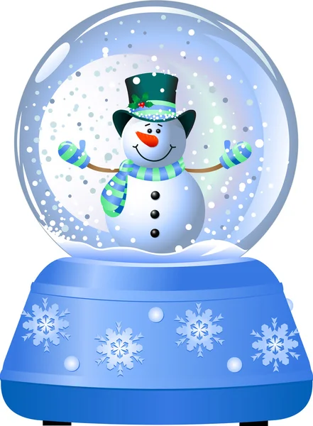 Χιονάνθρωπος σε γυάλινη σφαίρα με χιόνι — Διανυσματικό Αρχείο