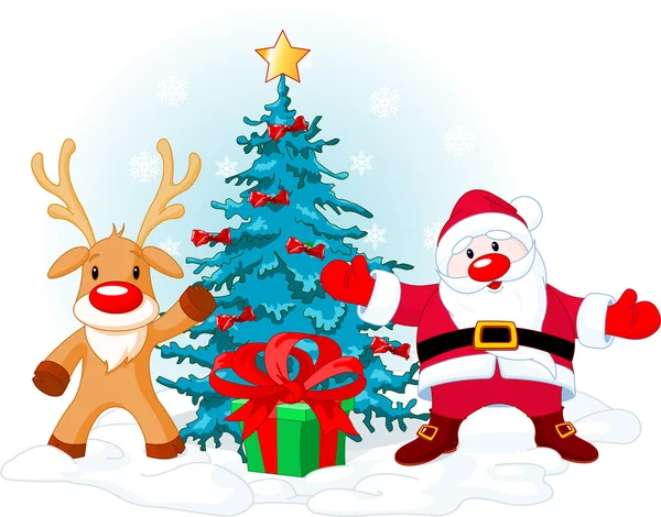 Babbo Natale e Rudolph — Vettoriale Stock