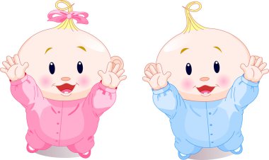 Lovely twins clipart