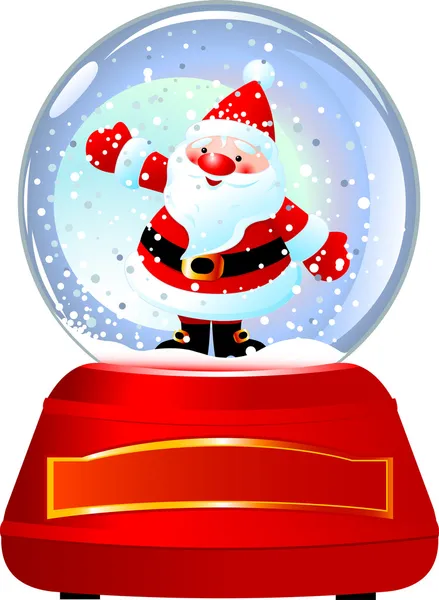 Santa σε γυάλινη σφαίρα με χιόνι — Διανυσματικό Αρχείο