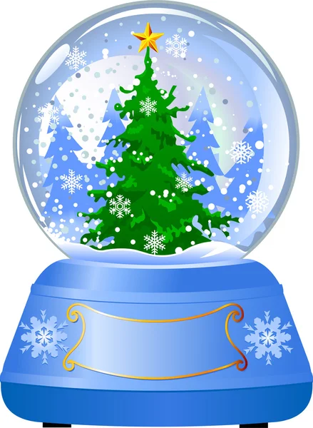 Sneeuw globe met een kerstboom — Stockvector
