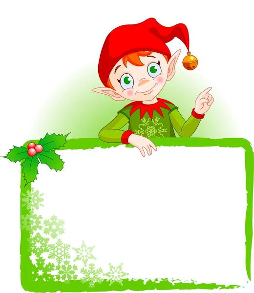 Noel Elf davet ve kartı yerleştirin — Stok Vektör