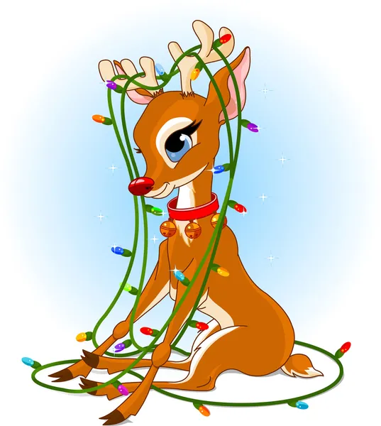 Rudolph Luci di Natale — Vettoriale Stock