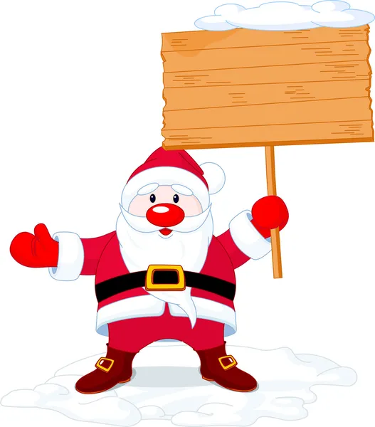 Papai Noel segurando placa sinal —  Vetores de Stock