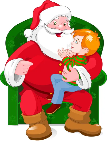 Babbo Natale e ragazzo — Vettoriale Stock