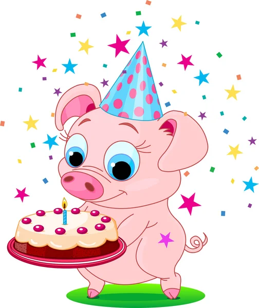 Födelsedag gris — Stock vektor