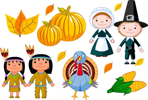 Jeu d'icônes de Thanksgiving — Image vectorielle