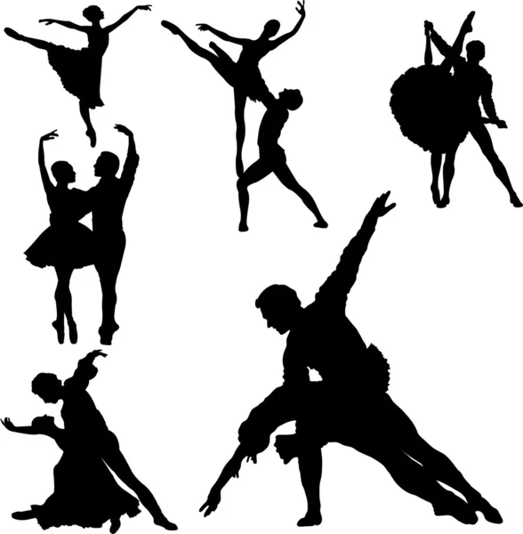 Siluetas de Ballet — Archivo Imágenes Vectoriales