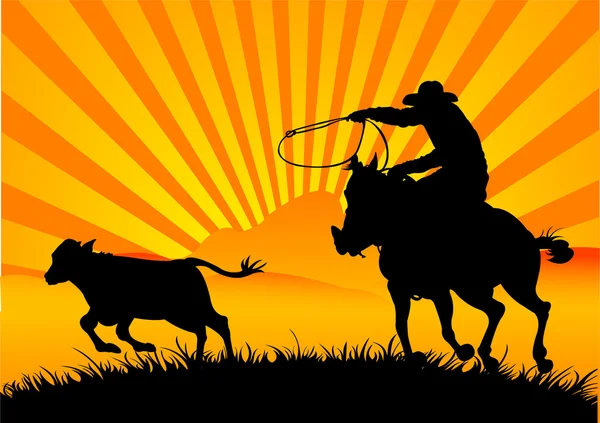 Riding cowboy — Stock Vector