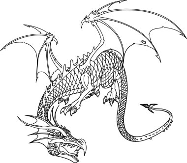 Dragon bw clipart