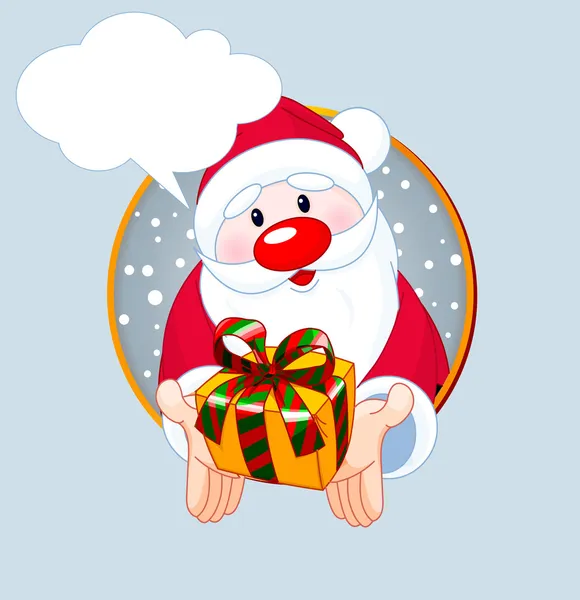 Santa ajándék kártyát ad — Stock Vector
