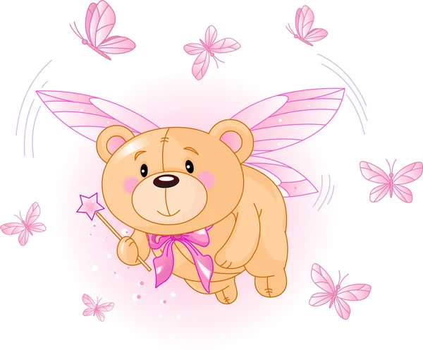Flying Pink Teddy Bear — Stock Vector