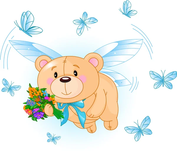 Fliegender blauer Teddybär — Stockvektor