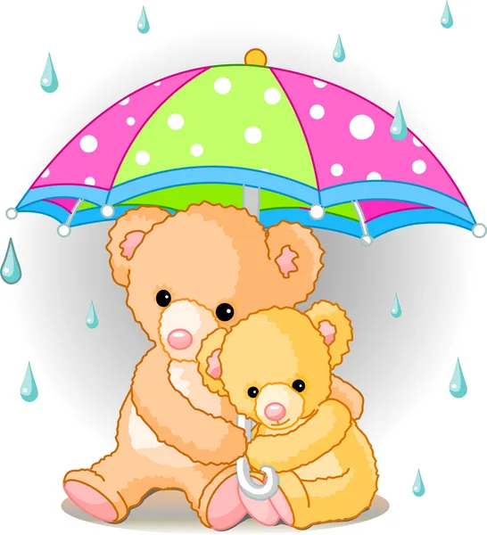 Bears under umbrella — Stock Vector
