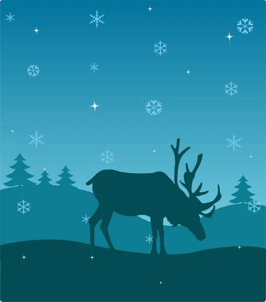 Winter deer — Stock Vector