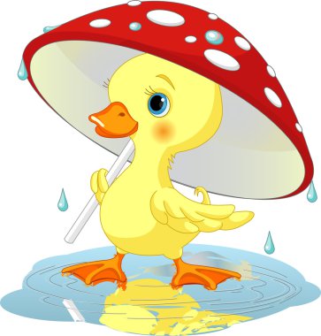 Duck under rain vector