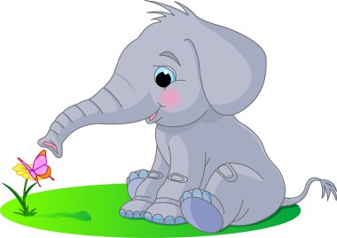 Cute baby elephant clipart