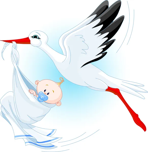 Stork och baby — Stock vektor