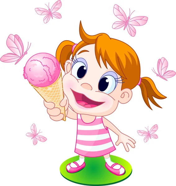 アイスクリームの女の子 — ストックベクタ
