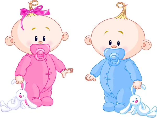Bebês gêmeos — Vetor de Stock