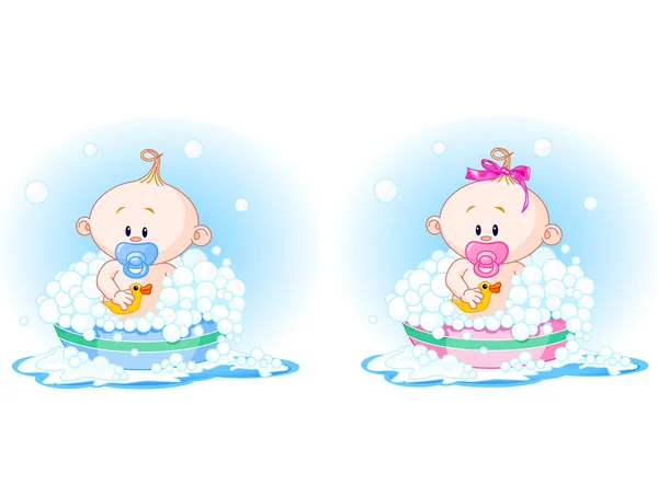 Bébés prenant un bain — Image vectorielle