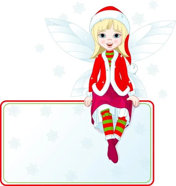 Christmas fairy plaats kaartje — Stockvector