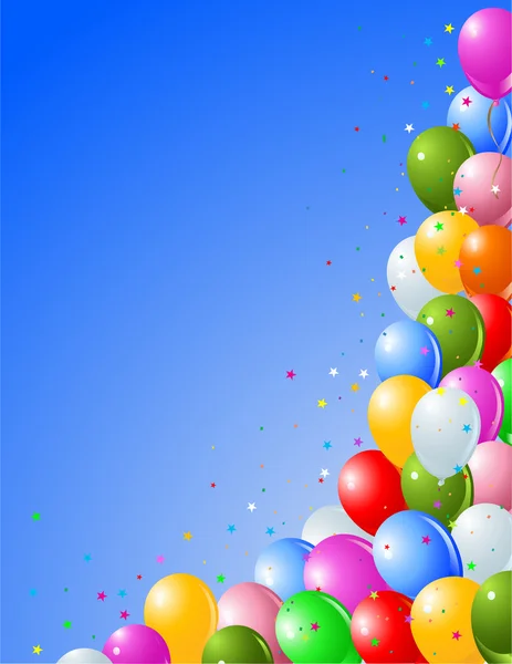 Luftballons auf blauem Hintergrund — Stockvektor