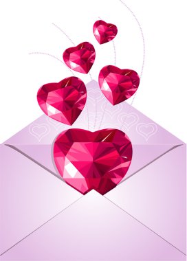 Opened envelope with love hearts clipart