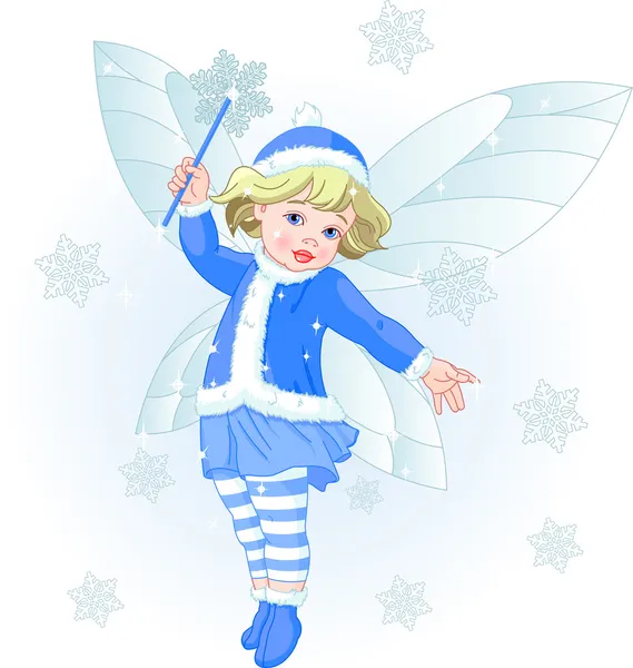 冬の赤ちゃん妖精 — ストックベクタ