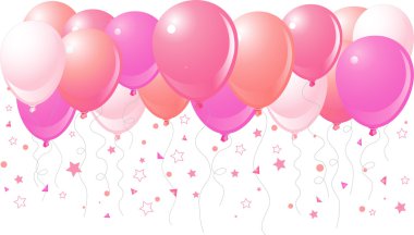 Pink balloons flying up clipart