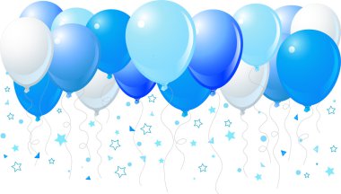 Blue balloons flying up clipart