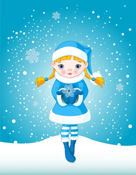 Winter girl in snow — Stock Vector