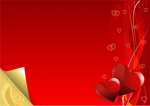 Rode en gouden valentine dag achtergrond — Stockvector