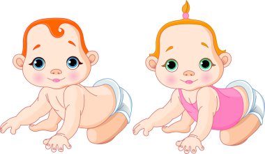 Cute babies clipart