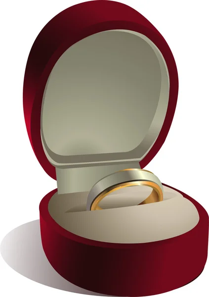 Wedding ring in box — Stock Vector