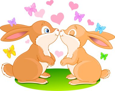 Bunnies in love clipart