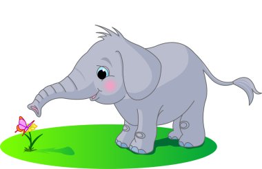 Cute baby elephant clipart