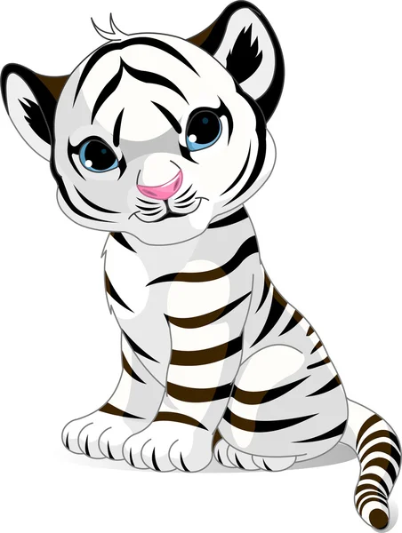Cute white tiger cub — Stock Vector