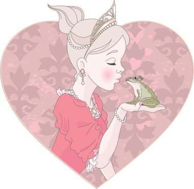 Princess Kissing Frog clipart