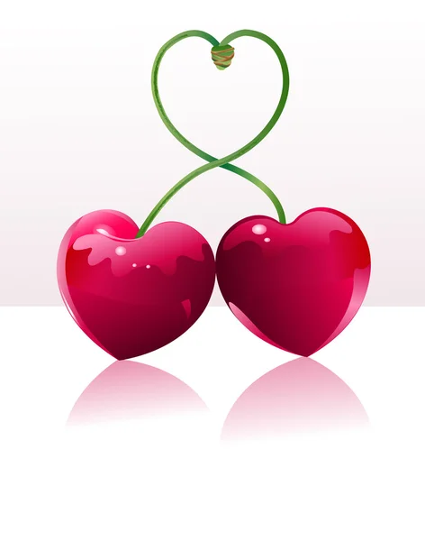 Cherry amor lugar cartão — Vetor de Stock